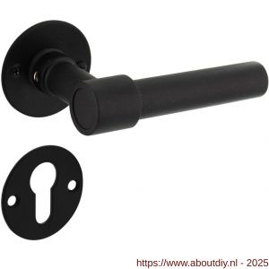 Intersteel 1670 deurkruk L/L recht met rozet diameter 50x2 mm en cilinderrozetten structuur zwart - A26010645 - afbeelding 1