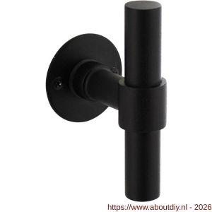 Intersteel 1671 deurkruk gatdeel T recht met rozet diameter 50x2 mm structuur zwart - A26008226 - afbeelding 1