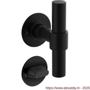 Intersteel 1671 deurkruk L/T recht met rozet diameter 50x2 mm en WC-sluiting met stift 8x8 mm structuur zwart - A26010649 - afbeelding 1