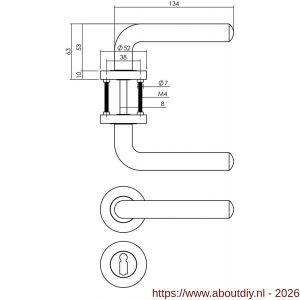 Intersteel 1683 deurkruk Agatha op rozet verdekt diameter 52x10 mm met nokken en sleutelrozetten zwart - A26010650 - afbeelding 2