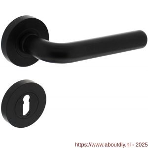 Intersteel 1683 deurkruk Agatha op rozet verdekt diameter 52x10 mm met nokken en sleutelrozetten zwart - A26010650 - afbeelding 1