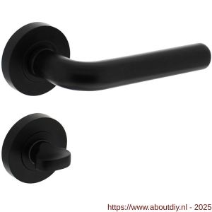 Intersteel 1683 deurkruk Agatha op rozet verdekt diameter 52x10 mm met nokken en WC-sluiting met stift 8x8 mm zwart - A26010652 - afbeelding 1