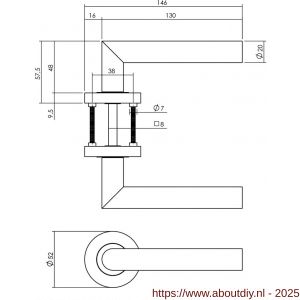 Intersteel Living 1693 deurkruk Bastian op rozet verdekt diameter 52x10 mm met nokken zwart - A26008233 - afbeelding 2