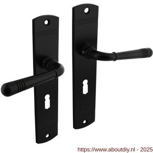 Intersteel Living 1705 deurkruk Helena op schild afgerond 235x45 mm sleutelgat 56 mm zwart - A26011029 - afbeelding 1