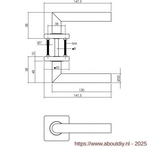 Intersteel Living 1707 deurkruk Bastian op rozet 55x55x10 mm met nokken zwart - A26009156 - afbeelding 2