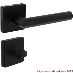 Intersteel 1707 deurkruk Bastian op rozet 55x55x10 mm met nokken en WC-sluiting met stift 8x8 mm zwart - A26009161 - afbeelding 1