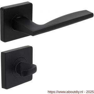 Intersteel 1710 deurkruk Apollo op rozet verdekt 55x55x10 mm met nokken en WC-sluiting met stift 8x8 mm zwart - A26008251 - afbeelding 1