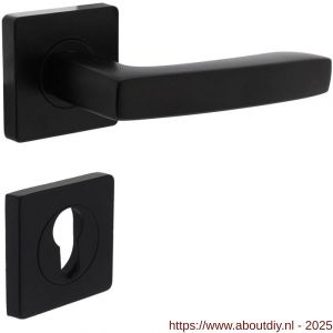 Intersteel 1712 deurkruk Minos op rozet verdekt 55x55x10 mm met nokken en cilinderrozetten zwart - A26008254 - afbeelding 1