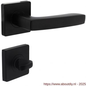 Intersteel 1712 deurkruk Minos op rozet verdekt 55x55x10 mm met nokken en WC-sluiting met stift 7x7 mm zwart - A26010263 - afbeelding 1