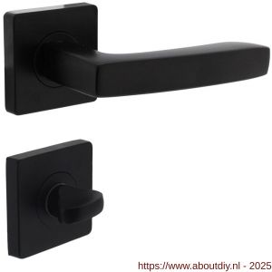 Intersteel 1712 deurkruk Minos op rozet verdekt 55x55x10 mm met nokken en WC-sluiting met stift 8x8 mm zwart - A26008255 - afbeelding 1