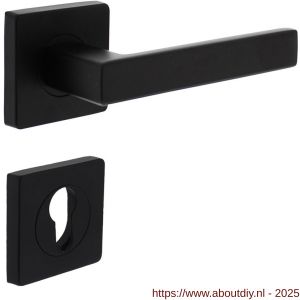 Intersteel 1713 deurkruk Hera op rozet verdekt 55x55x10 mm met nokken en cilinderrozetten zwart - A26008258 - afbeelding 1