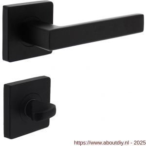 Intersteel 1713 deurkruk Hera op rozet verdekt 55x55x10 mm met nokken en WC-sluiting met stift 7x7 mm zwart - A26010265 - afbeelding 1