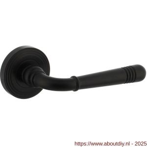 Intersteel Living 1725 deurkruk Helena op rozet verdekt met rillen diameter 55x10 mm met nokken zwart - A26011025 - afbeelding 1