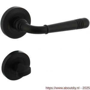 Intersteel 1725 deurkruk Helena op rozet verdekt met rillen diameter 55x10 mm met nokken en WC-sluiting met stift 8x8 mm zwart - A26010796 - afbeelding 1