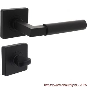 Intersteel 1741 deurkruk Baustil op rozet verdekt 55x55x10 mm met nokken en WC-sluiting met stift 8x8 mm zwart - A26010273 - afbeelding 1