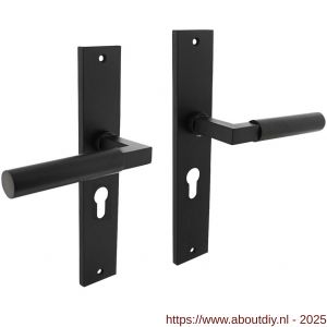 Intersteel Living 1742 deurkruk Baustil op schild rechthoekig 245x45 mm profielcilindergat 55 mm zwart - A26010279 - afbeelding 1
