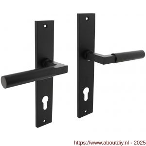 Intersteel 1742 deurkruk Baustil op schild rechthoekig 245x45 mm profielcilindergat 78 mm zwart - A26010281 - afbeelding 1