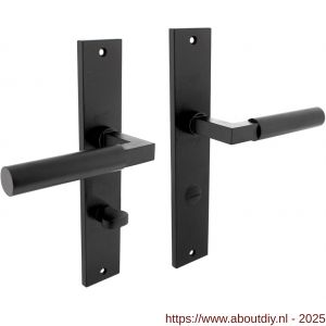Intersteel 1742 deurkruk Baustil op schild rechthoekig 245x45 mm WC 78/8 mm zwart - A26010286 - afbeelding 1