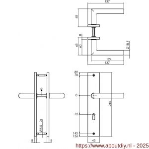Intersteel 1743 deurkruk Bastian op schild rechthoekig 245x45 mm sleutelgat 72 mm zwart - A26010290 - afbeelding 2