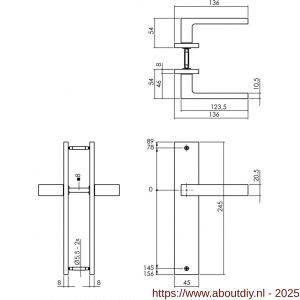 Intersteel Living 1744 deurkruk Hera op schild rechthoekig 245x45 mm blind zwart - A26010300 - afbeelding 2