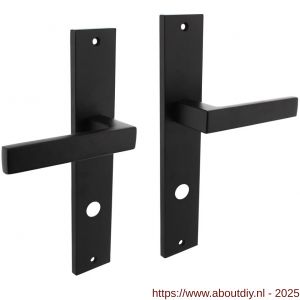 Intersteel 1744 deurkruk Hera op schild rechthoekig 245x45 mm rondcilindergat 78 mm zwart - A26010308 - afbeelding 1