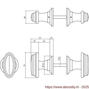 Intersteel Living 1846 knopkruk met freesrand en ronde rozet beukenhout zwart - A26009919 - afbeelding 2