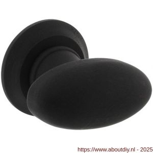 Intersteel Living 1847 knopkruk ovaal glad met ronde rozet beukenhout zwart - A26009921 - afbeelding 1