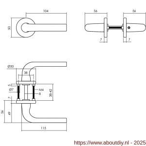 Intersteel Living 2100 deurkrukset bestaand uit loopslot voorplaat zwart met deurkrukgarnituur Eucla met rozet zwart - A26009431 - afbeelding 2