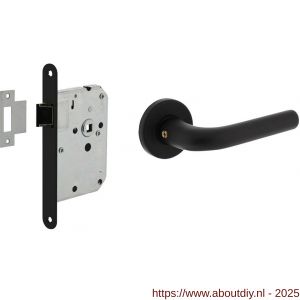 Intersteel Living 2100 deurkrukset bestaand uit loopslot voorplaat zwart met deurkrukgarnituur Eucla met rozet zwart - A26009431 - afbeelding 1