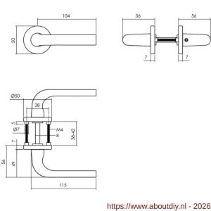 Intersteel Living 2100 deurkrukset bestaand uit toiletslot voorplaat zwart met toilet- en deurkrukgarnituur Eucla met rozet zwart - A26009923 - afbeelding 2