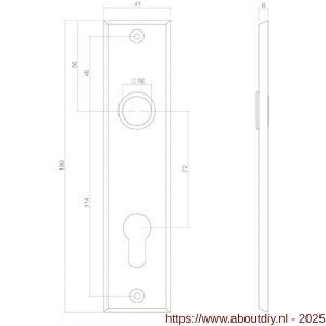 Intersteel 2568 kortschild rechthoekig 181x41x7 mm profielcilindergat 72 mm zwart - A26006766 - afbeelding 2