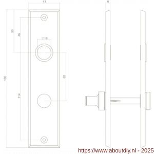 Intersteel 2568 kortschild rechthoekig 181x41x7 mm WC63/8 mm mat zwart - A26006769 - afbeelding 2