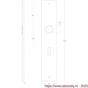 Intersteel 2577 langschild rechthoekig 236x44x6 mm sleutelgat 56 mm mat zwart - A26006772 - afbeelding 2