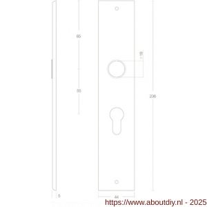 Intersteel 2577 langschild rechthoekig 236x44x6 mm profielcilindergat 55 mm mat zwart - A26006774 - afbeelding 2