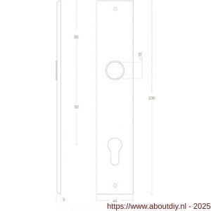 Intersteel 2577 langschild rechthoekig 236x44x6 mm profielcilindergat92 mm mat zwart - A26006776 - afbeelding 2