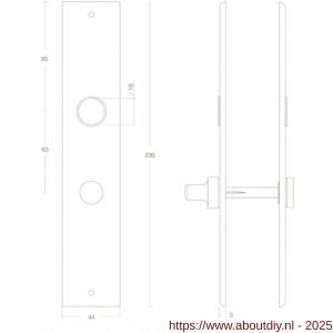 Intersteel 2577 langschild rechthoekig 236x44x6 mm WC63/8 mm mat zwart - A26006779 - afbeelding 2