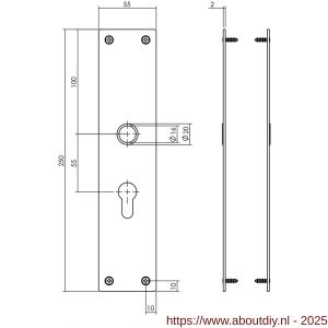 Intersteel 2688 schild renovatie rechthoekig 250x55x2 mm PC55 mm RVS mat zwart - A26007027 - afbeelding 2