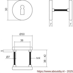 Intersteel Living 3092 sleutelrozetten verdekt diameter 50x7 mm met nokken zwart - A26011141 - afbeelding 2