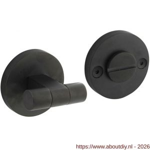 Intersteel 3175 WC-sluiting éénzijdig verdekt diameter 55x8 mm met stift 8x8mm knop op verdekte rozet PVD zwart - A26011391 - afbeelding 1