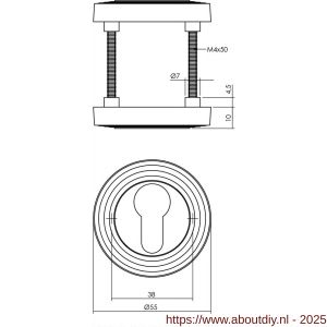 Intersteel Living 3178 cilinderrozetten verdekt met rillen diameter 55x10 mm en nokken zwart - A26011027 - afbeelding 2