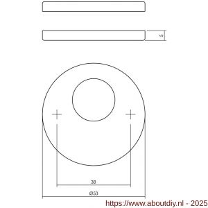 Intersteel 3431 rondcilinderrozetten verdekt diameter 53x5 mm structuur zwart - A26011353 - afbeelding 2