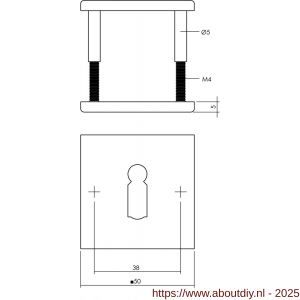 Intersteel Living 3433 sleutelrozetten verdekt 50x50x5 mm structuur zwart - A26011098 - afbeelding 2