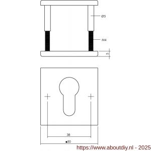 Intersteel Living 3433 cilinderrozetten verdekt 50x50x5 mm structuur zwart - A26011099 - afbeelding 2