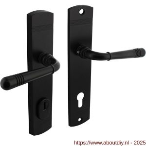 Intersteel Living 3777 achterdeurbeslag Helena 239x50 mm kruk-kruk profielcilindergat 92 mm met kerntrekbeveiliging zwart - A26010802 - afbeelding 1