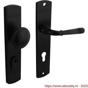 Intersteel Living 3778 voordeurbeslag Helena 239x50 mm knop-kruk profielcilindergat 72 mm met kerntrekbeveiliging zwart - A26010803 - afbeelding 1