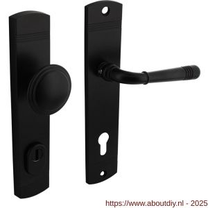 Intersteel Living 3778 voordeurbeslag Helena 239x50 mm knop-kruk profielcilindergat 92 mm met kerntrekbeveiliging zwart - A26010804 - afbeelding 1