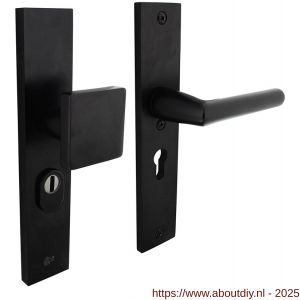 Intersteel Living 3794 SKG3 veiligheidsbeslag rechthoekig 250x50 mm greep-kruk Jura met veerconstructie profielcilindergat 55 mm met kerntrekbeveiliging zwart - A26009694 - afbeelding 1