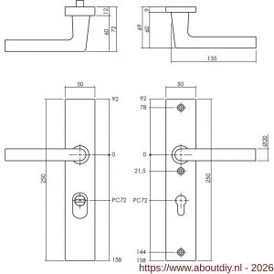 Intersteel Living 3795 SKG3 veiligheidsbeslag rechthoekig 250x50 mm kruk-kruk Jura met veerconstructie profielcilindergat 72 mm met kerntrekbeveiliging zwart - A26009704 - afbeelding 2