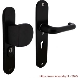 Intersteel Living 3796 SKG3 veiligheidsbeslag ovaal 250x50 mm greep-kruk Rond met veerconstructie profielcilindergat 55 mm met kerntrekbeveiliging zwart - A26008288 - afbeelding 1