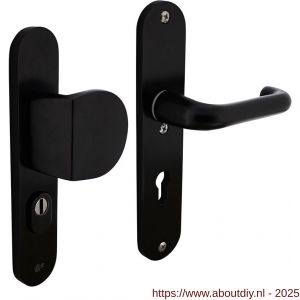 Intersteel Living 3796 SKG3 veiligheidsbeslag ovaal 250x50 mm greep-kruk Rond met veerconstructie profielcilindergat 72 mm met kerntrekbeveiliging zwart - A26008289 - afbeelding 1